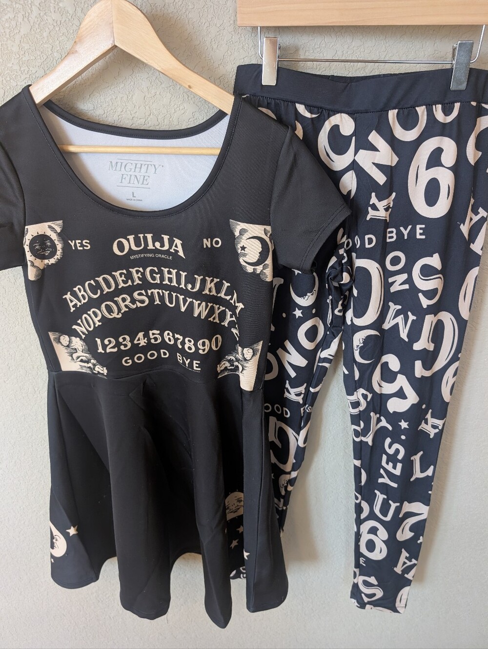 Mighty Fine Black Ouija Board Dress and Leggings Set